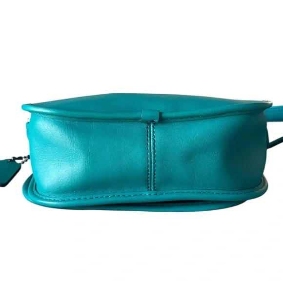 Coach Leather Saddle Bag 18 Dark Teal Crossbody - Picture 3 of 8